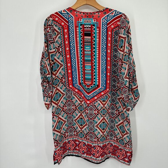 Tolani Women's size XS Silk Tunic mini Dress Multicolor Geometric Print - Picture 5 of 11